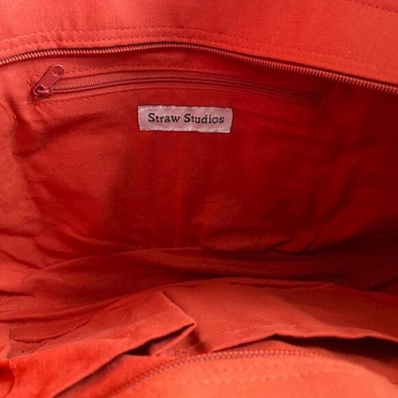 Vintage Large Red Woven Wicker Bamboo Handle Beach Bag Handbag Purse - Picture 13 of 15